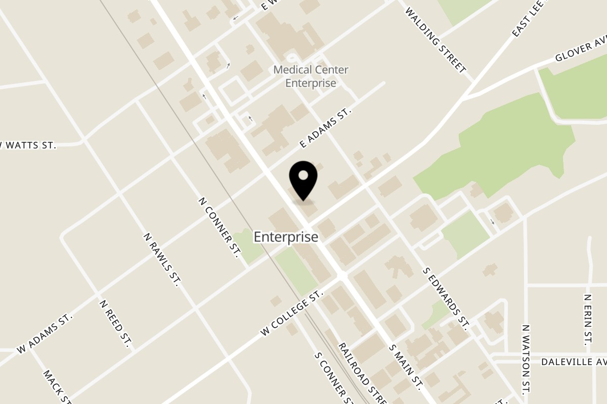 Map showing the location of The Butcher's Daughter Enterprise on 208 N Main St in Enterprise